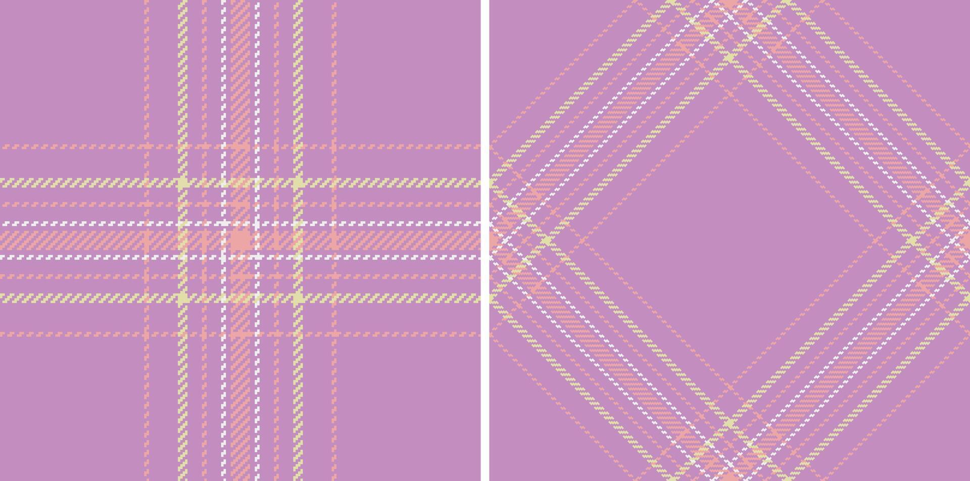 Two pastel purple plaid patterns a classic check and a diagonal diamond design. Perfect for textile prints, fashion, backgrounds, websites, and stationery. Subtle, elegant, and versatile. vector