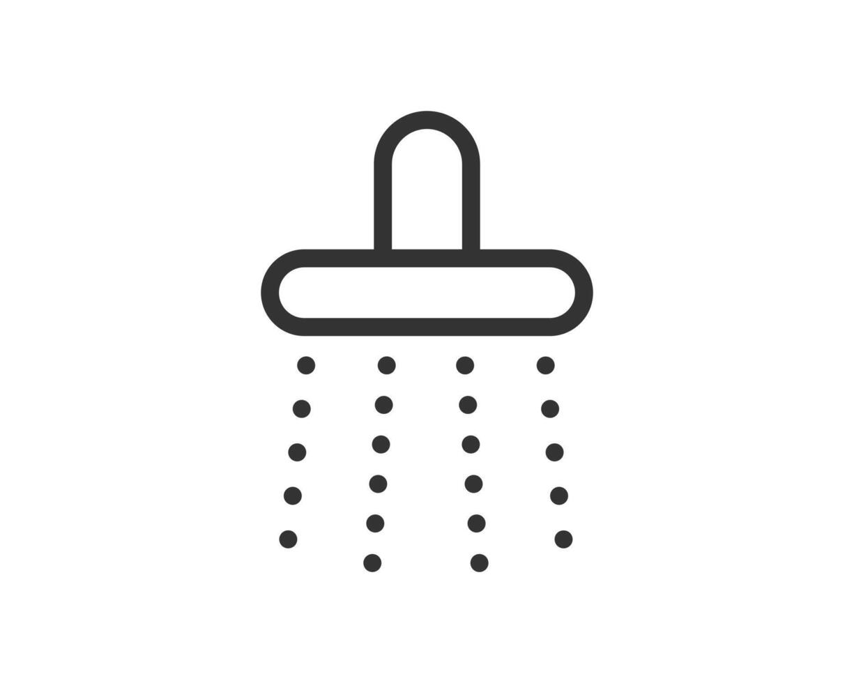 Clean line icon of a shower head with water droplets. Symbol of hygiene, relaxation, or cleansing. Ideal for app design, web elements, or representing selfcare concepts. vector