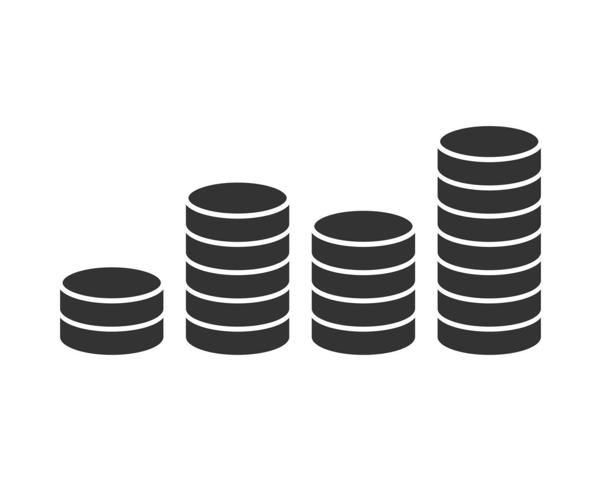 Increasing stacks of coins. Growth concept for finance, savings, wealth accumulation, and investment returns. Minimalist and clean graphic. Use for business and finance. vector