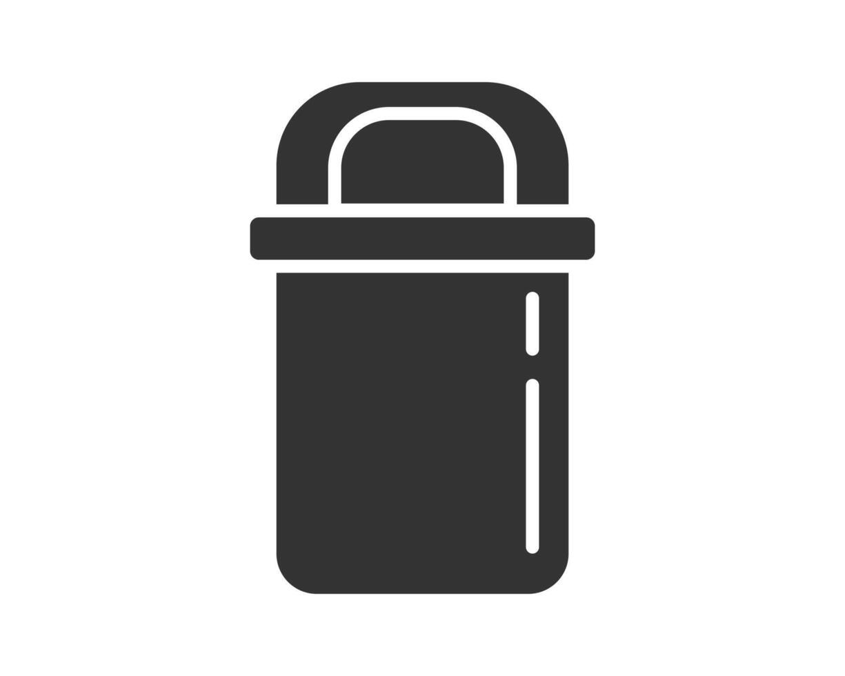 Clean, minimalist illustration of a simple, portable waste container. Symbol of disposal, sanitation, or environmental responsibility. Usable for web, print, apps. vector