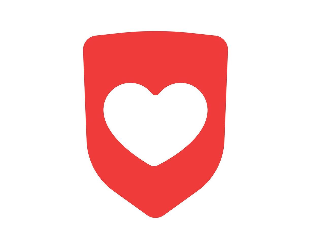 A red shield with a heart cutout represents secure love, safety, and protection. Ideal for healthcare, charity, or security concepts. Modern and clean design. vector