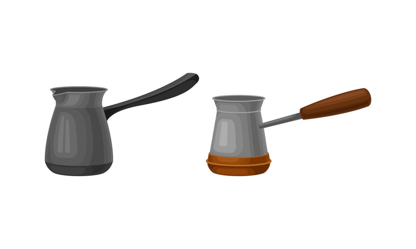 Coffee brewing equipment set. Turkish cezve illustration vector