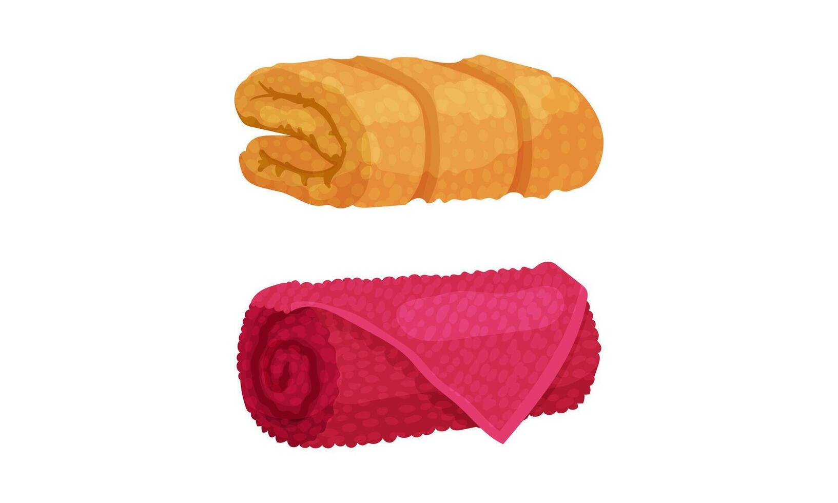 Bath towels set. Soft folded cloth for wiping illustration vector