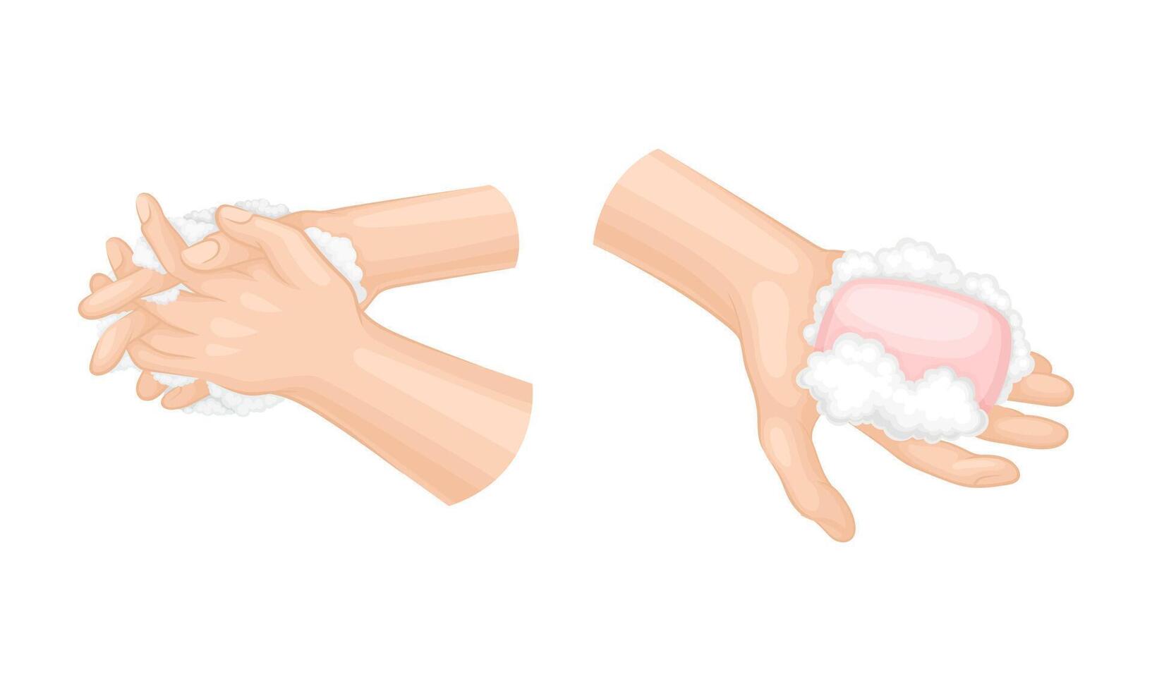 Hand Washing and Cleansing Using Soap Set vector