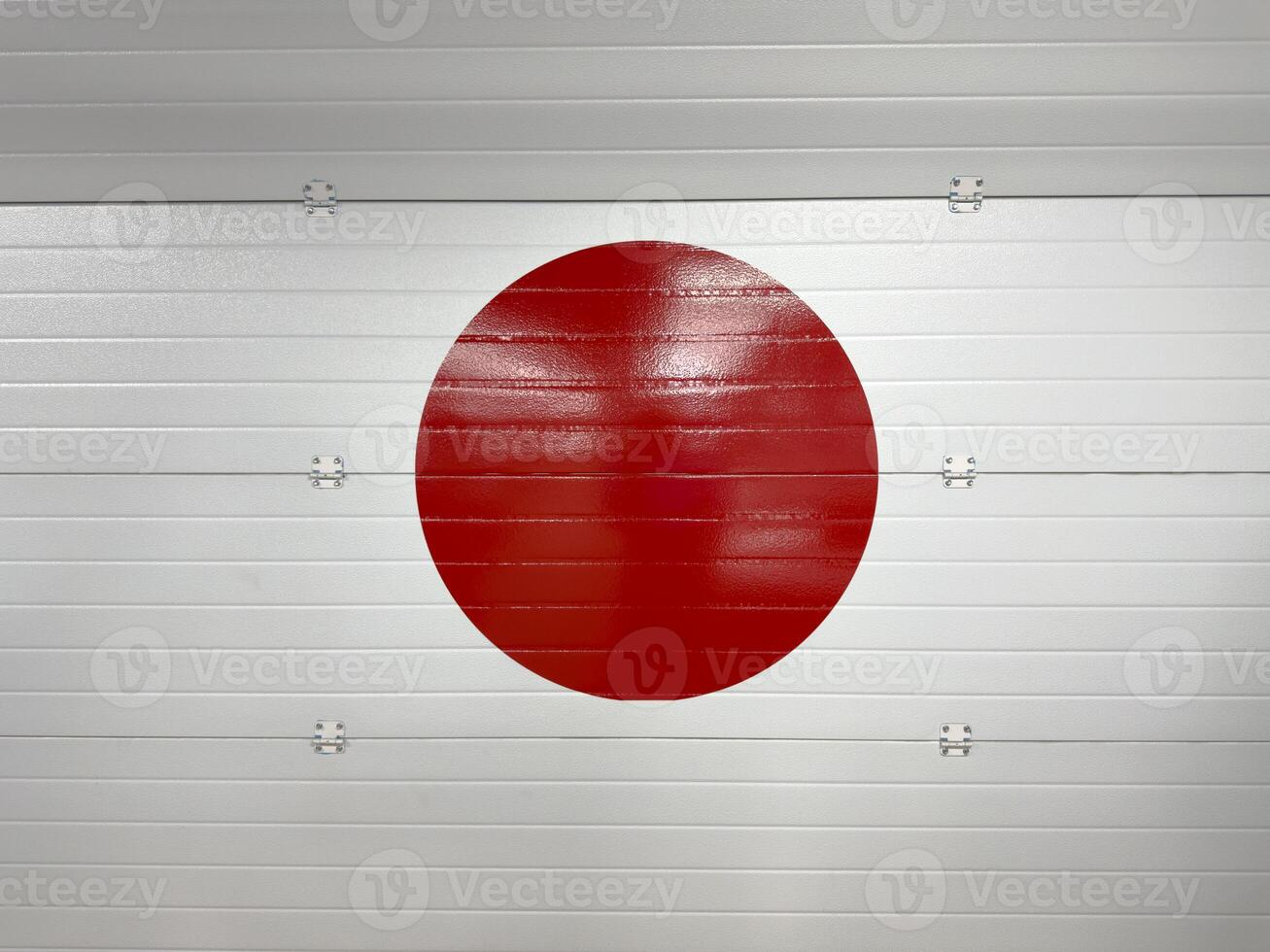 Creative integration of the Japanese flag into garage door design, symbolizing national identity, cultural pride and the influence of Japanese aesthetics in unexpected urban spaces photo