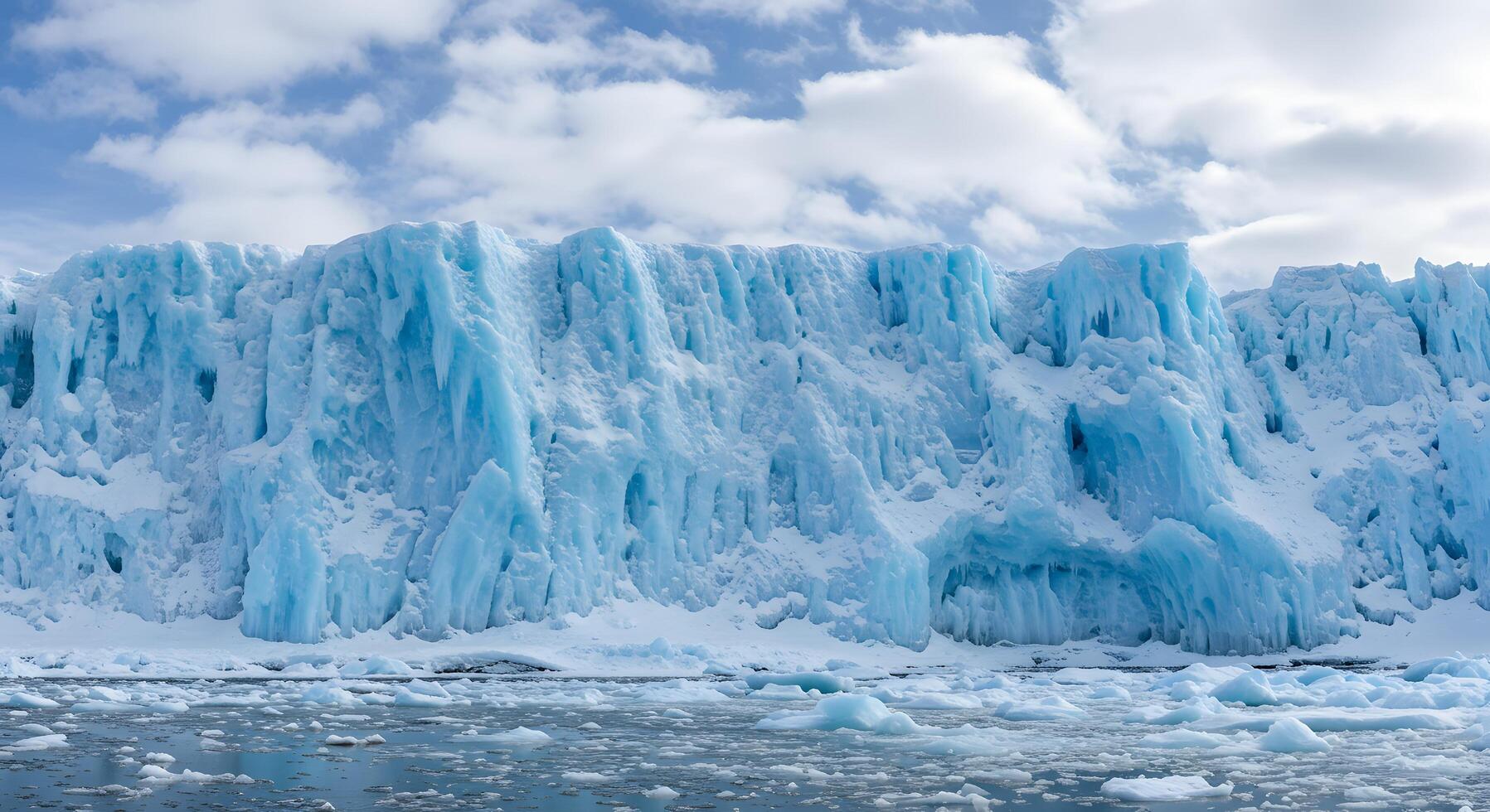Ice wall. Dramatic ice wall rising from the frozen ground, showcasing natural patterns and depth, suitable for travel imagery, arctic visuals, or environmental design. photo