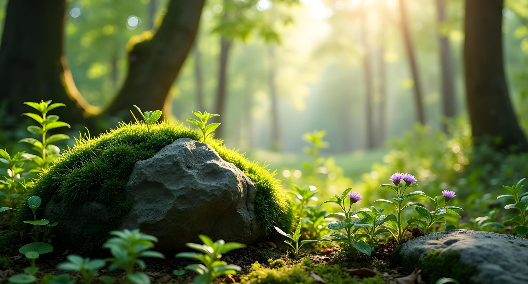 stone with thick moss coverage, perfect for fantasy game textures, earthy mockups, or relaxation and wellness apps. photo
