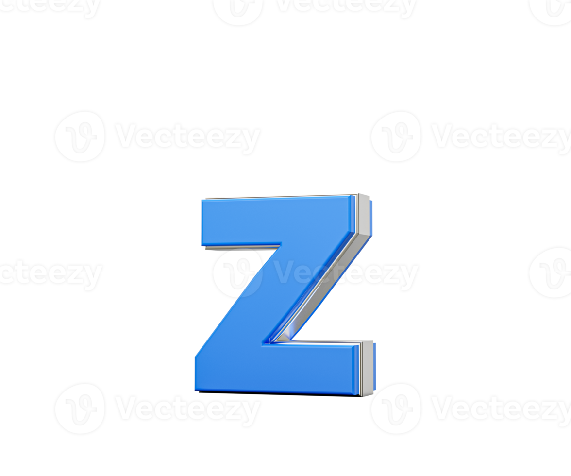 Blue Small Letter z Alphabet z Gleams With Its Sleek Modern Design With Sharp Edges 3D Illustration png
