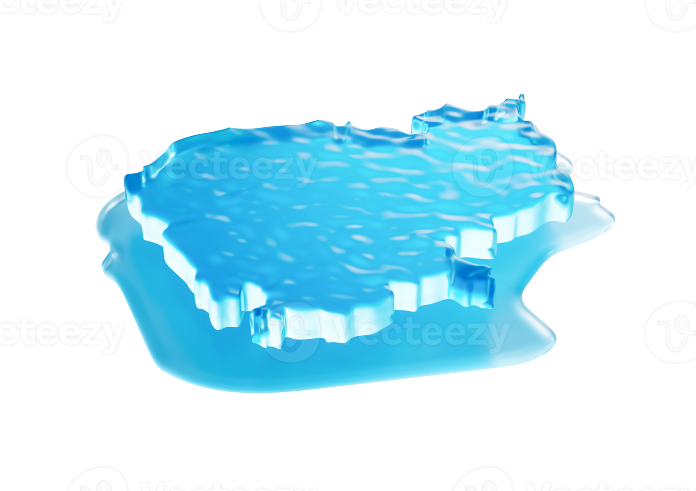 Water Ice Map Of Cambodia Warming Melting Glacier In Deep Ocean Blue Water 3d Illustration png