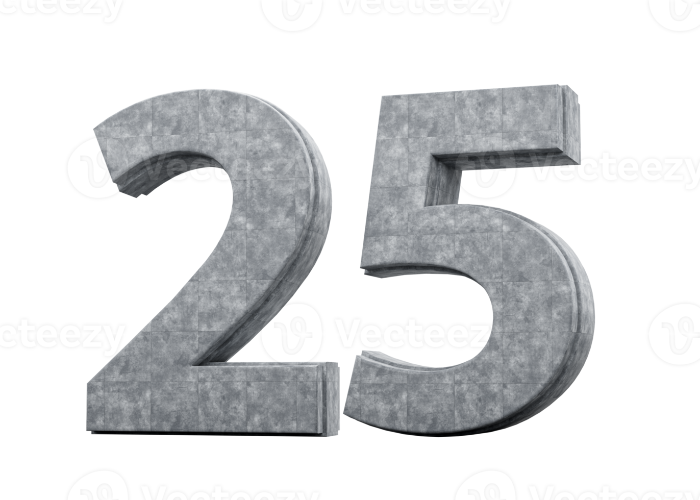 Concrete Number Twenty Five 25 Digit Made Of Grey Concrete Stone 3d Illustration png