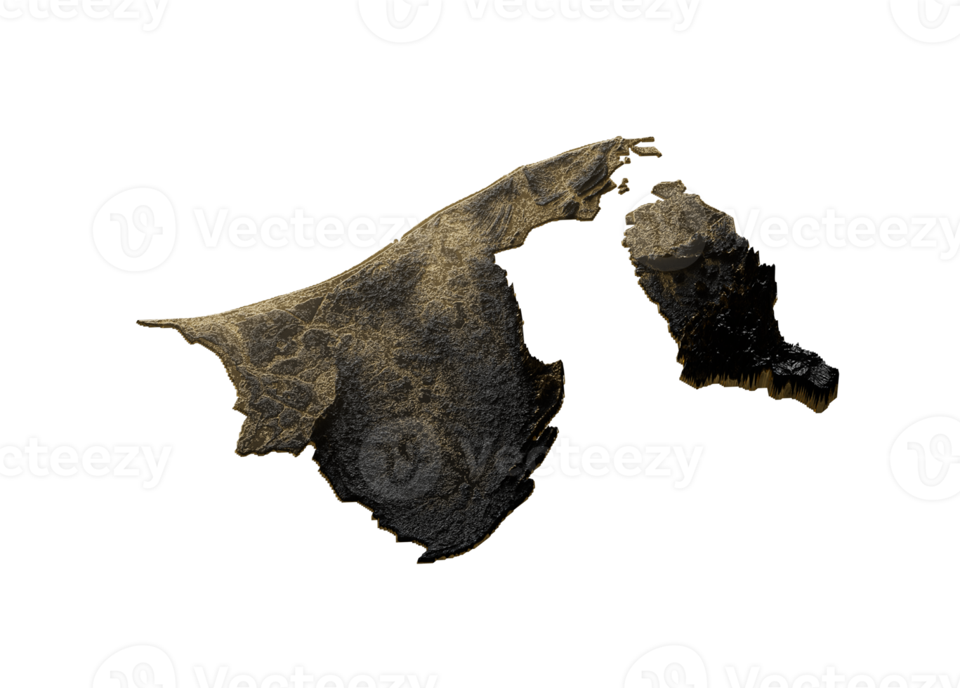 Brunei Map Golden Metallic Texture Map Gold Reserves And Gold Mining Concept 3D Illustration png
