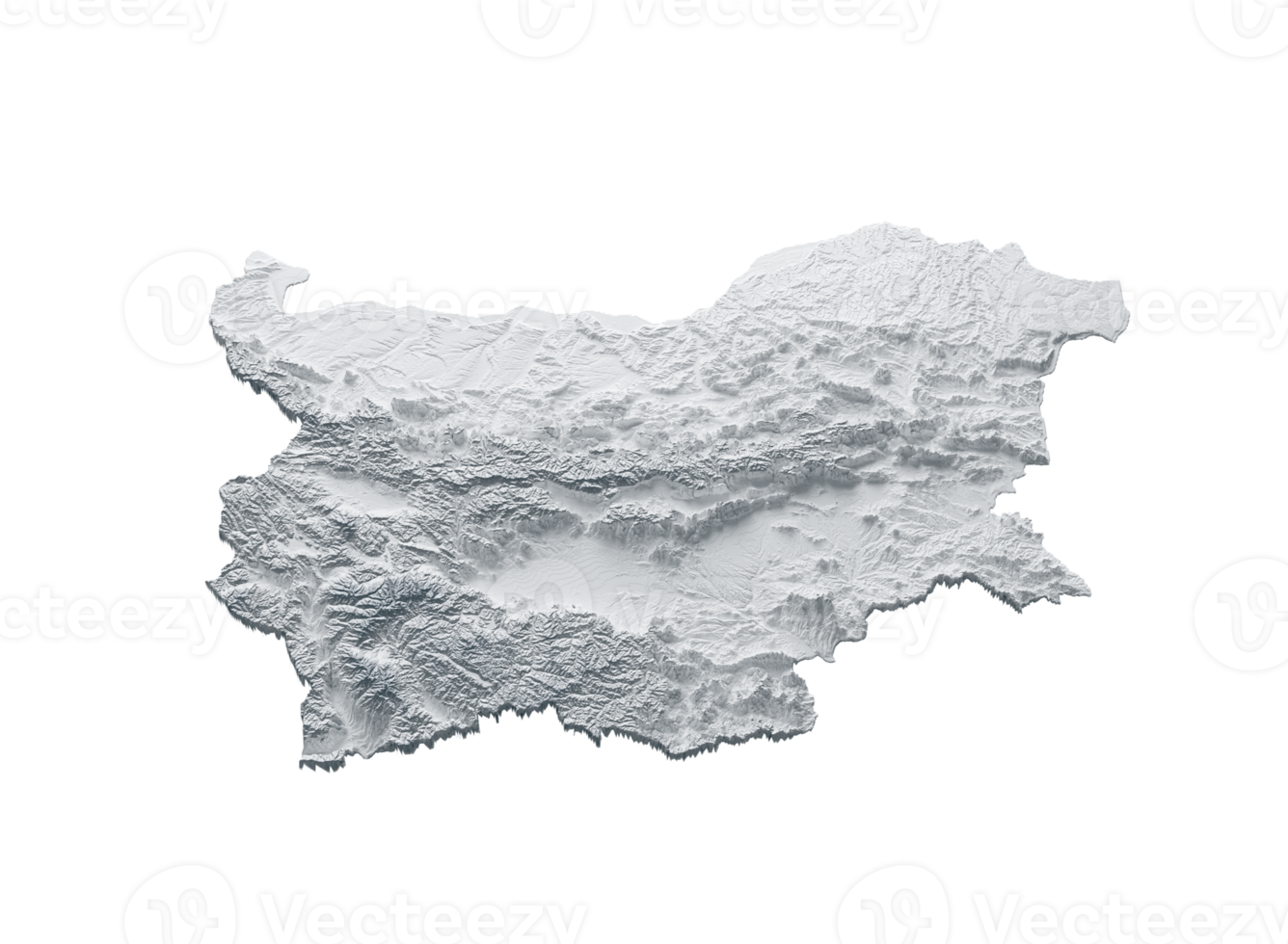 Bulgaria Map Gray And Shaded Relief Textured Map 3D Illustration png
