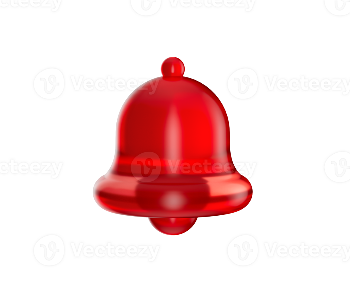 3D Red bell icon with a glossy, smooth finish and a clapper inside. 3D . png