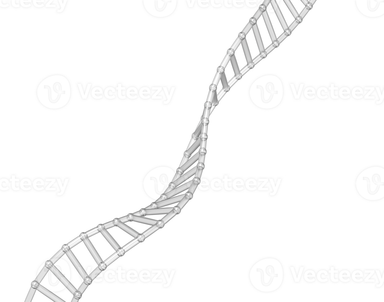 3d Transparent DNA helix with futuristic look, symbolizing genetics and biotechnology. 3d illustration png