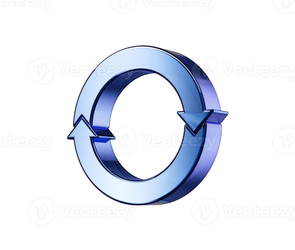 3d Metallic Blue Clockwise Arrow Loop Symbolizes Recycling And Continuous Rotation. 3D Illustration png