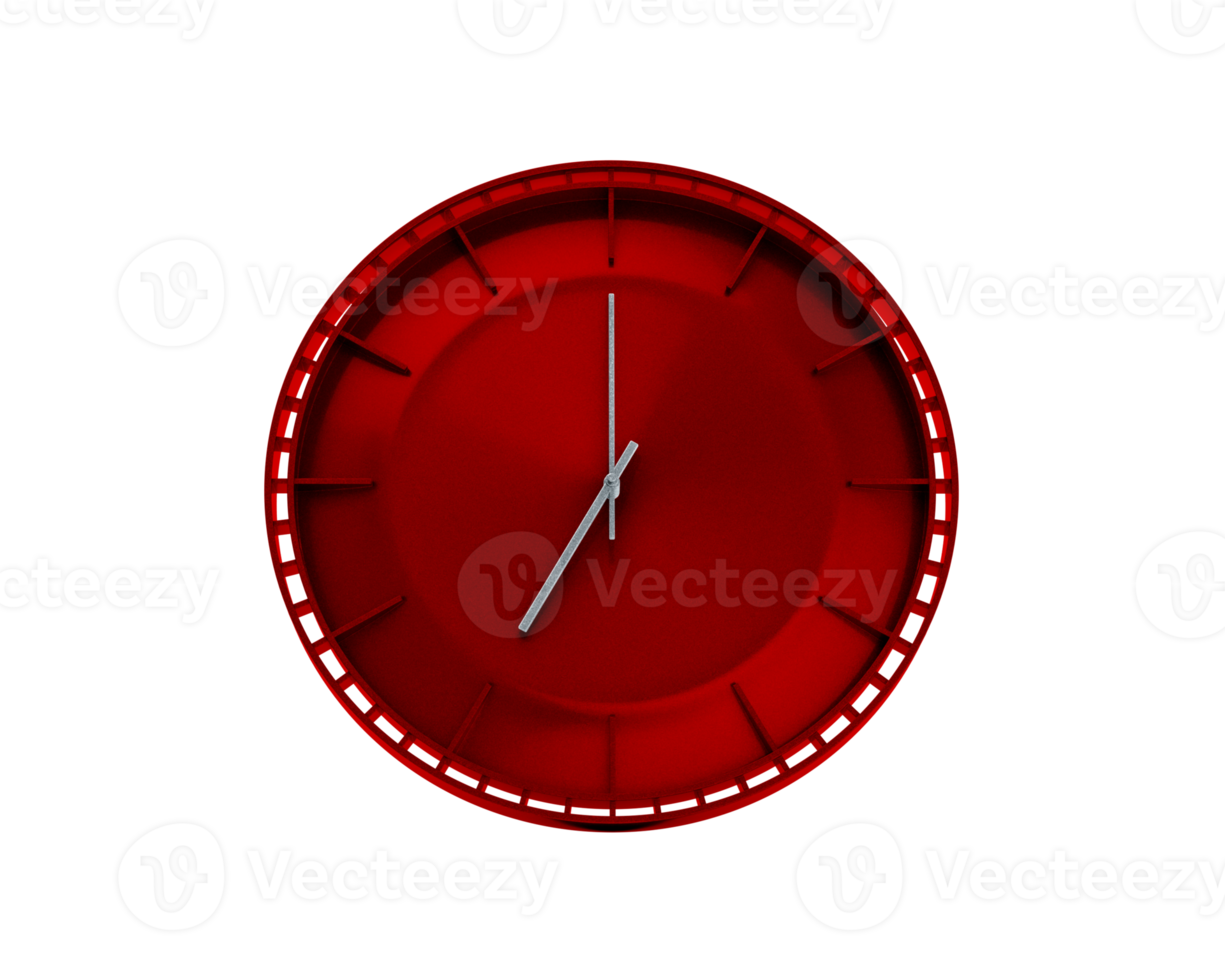 Vibrant Red Wall Clock 07 00 Seven O Clock 7 00 For Modern Interiors 3D Illustration png
