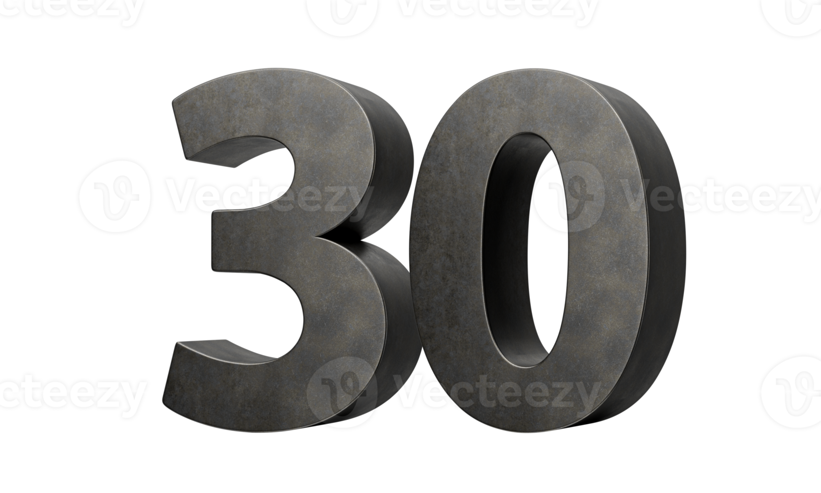 Number Thirty 30 Digit Made Of Gray Smooth Cast Iron 3d Illustration png