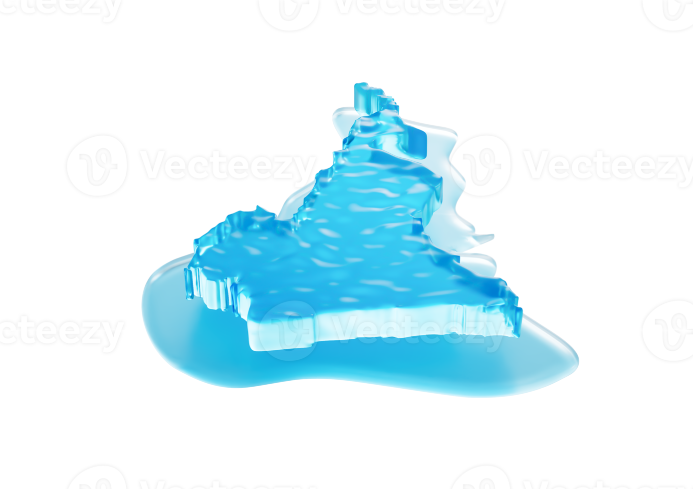 Water Ice Map Of Cameroon Global Warming Melting Glacier In Deep Ocean Blue Water 3d Illustration png