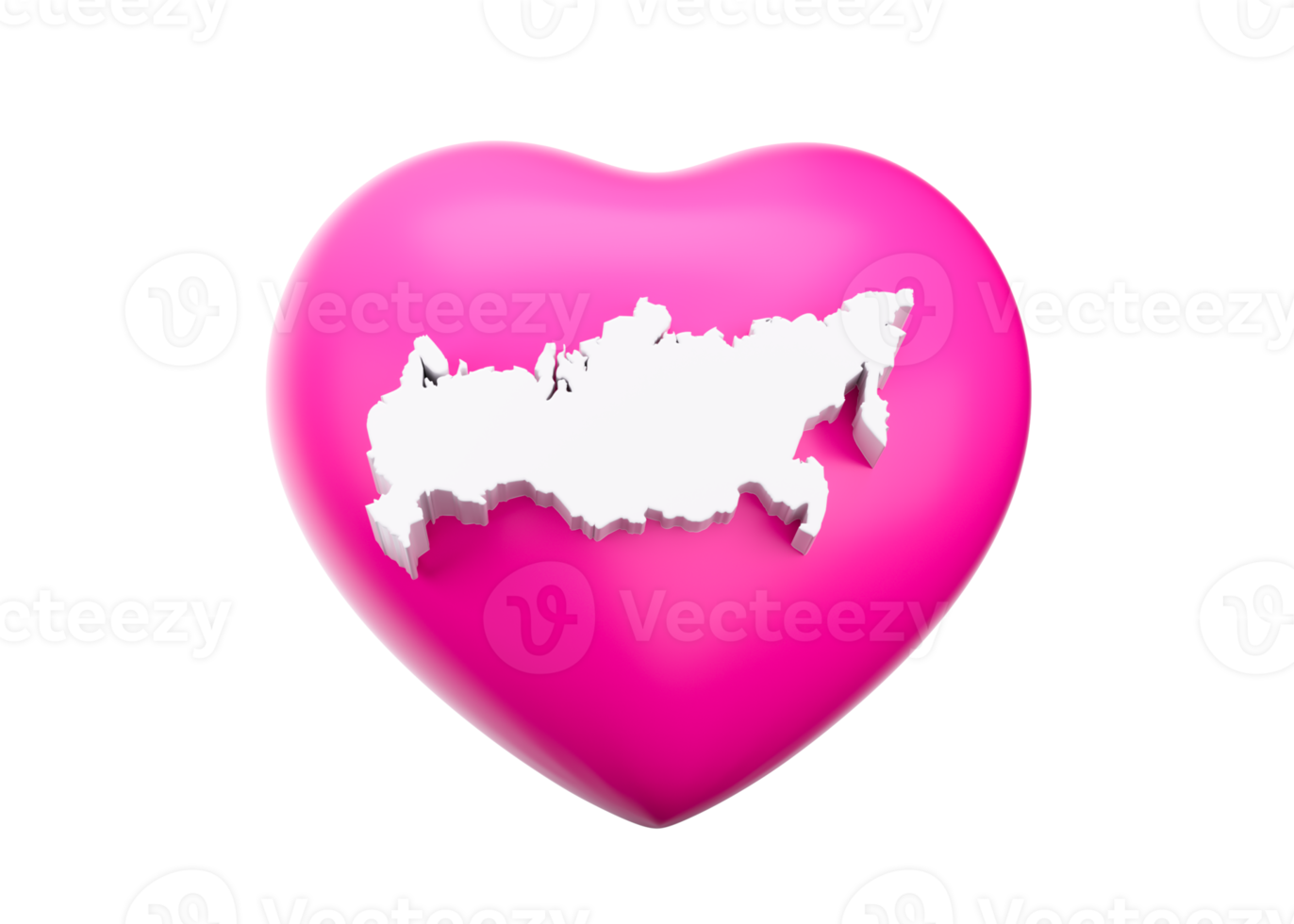 Pink Heart With Map Of Russia 3d Illustration png