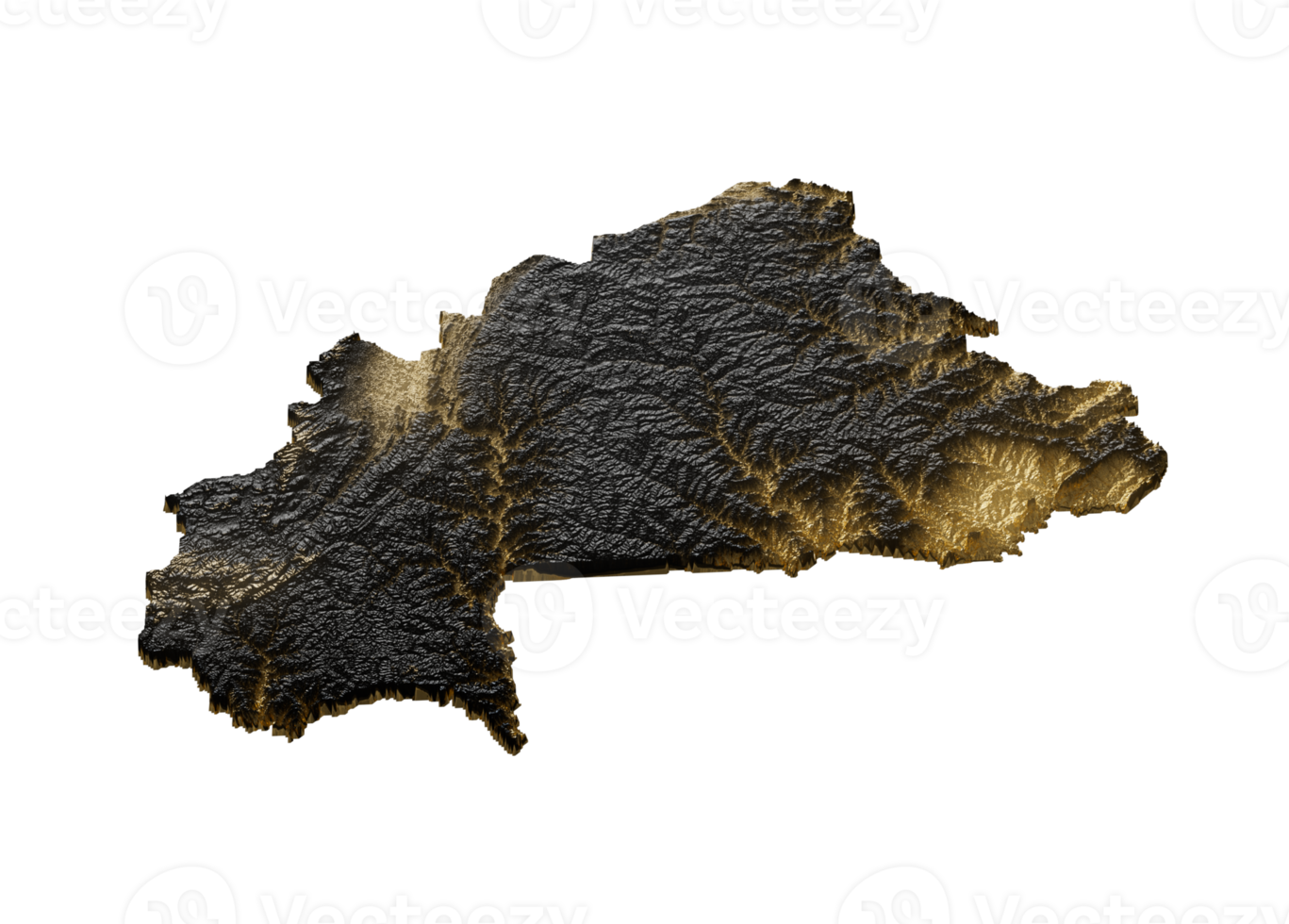Burkina Faso Map Golden Metallic Texture Map Gold Reserves And Gold Mining Concept 3D Illustration png