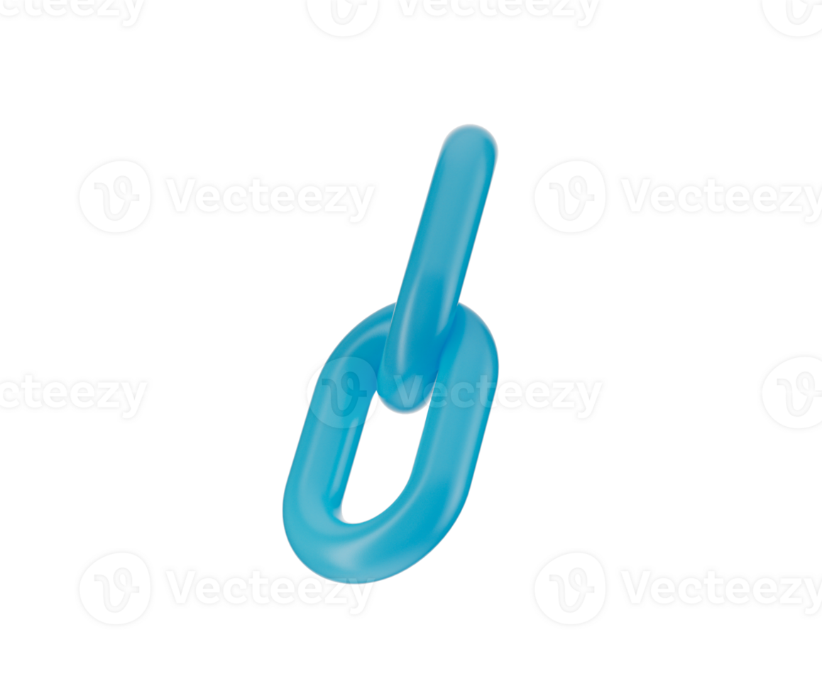 3D Blue chain link icon with a glossy finish, symbolizing connection and unity png