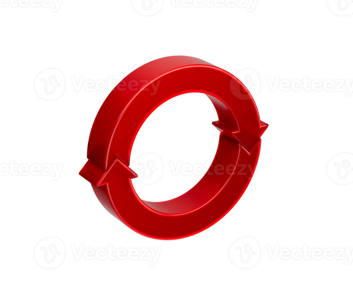 3d Red Clockwise Arrow Loop Symbolizes Recycling And Continuous Rotation. 3D Illustration png