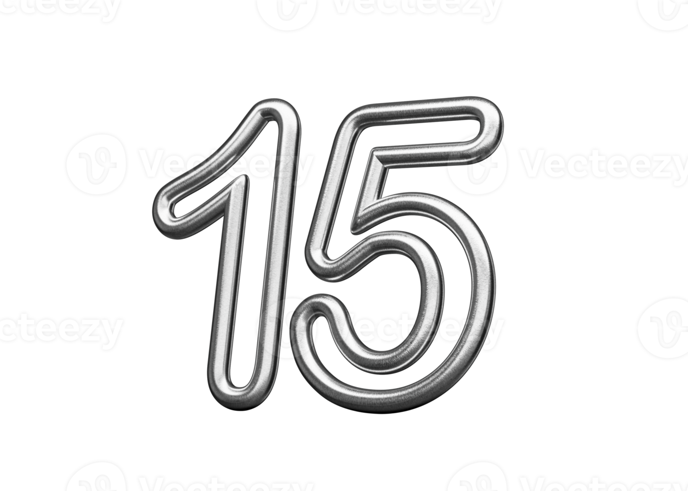 Number Fifteen 15 Made Of Silver Metallic White Background 3D Illustration png