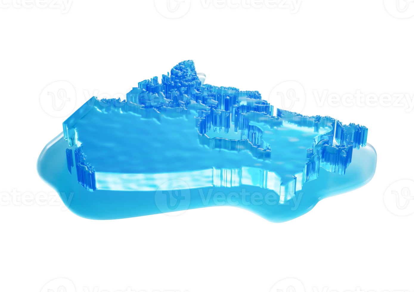 Water Ice Map Of Canada Global Warming Melting Glacier In Deep Ocean Blue Water 3d png