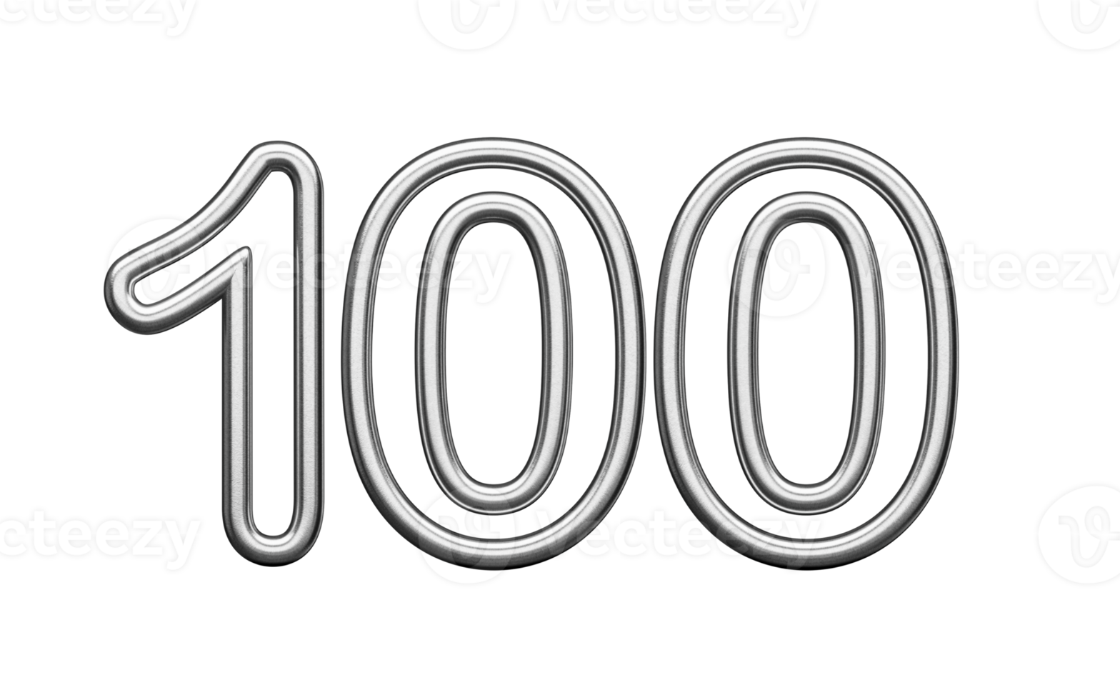 Number Hundred 100 Made Of Silver Metallic White Background 3D Illustration png