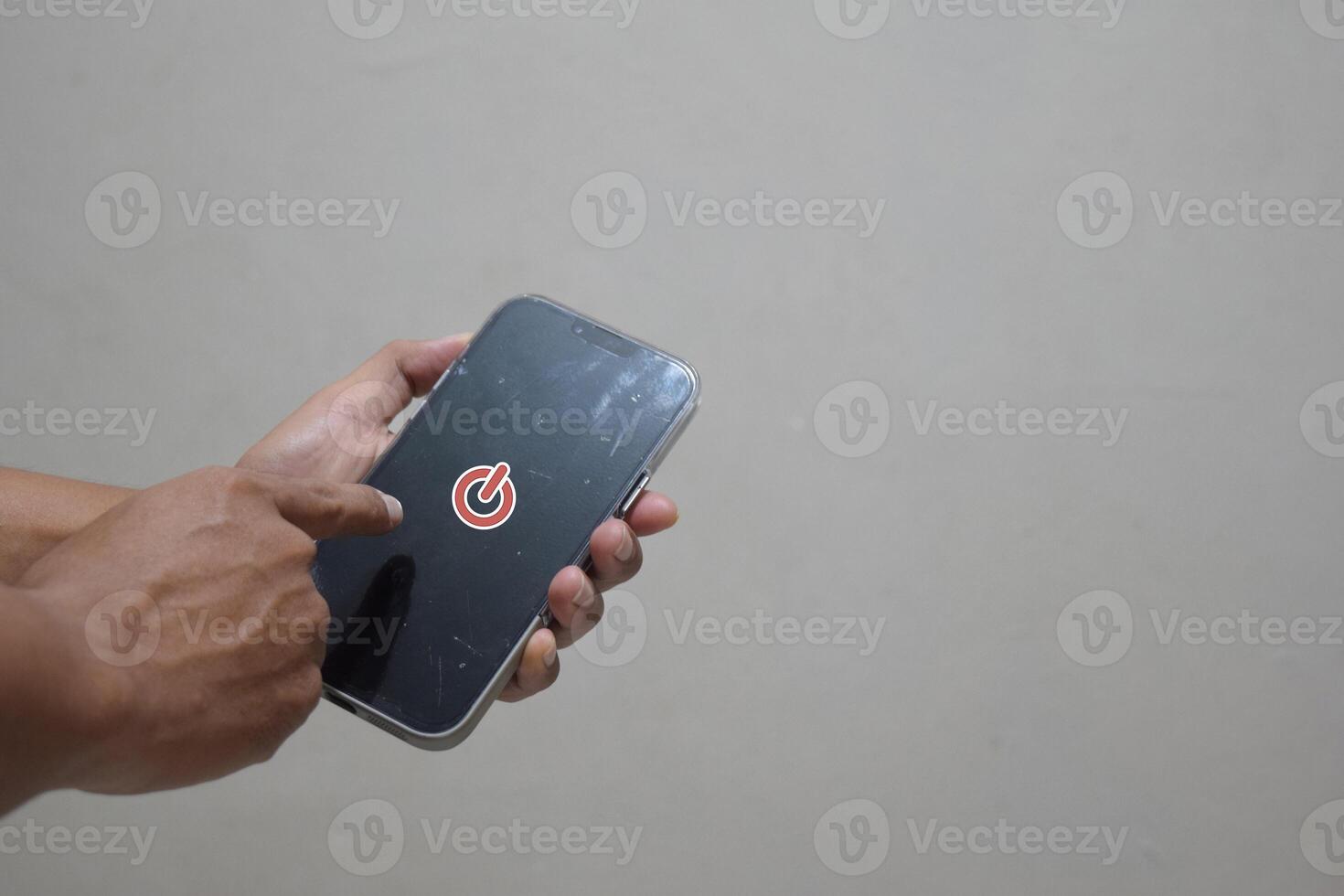 man using smartphone to switch off or shut down online and social connection, business, trade stock market and financial, photo