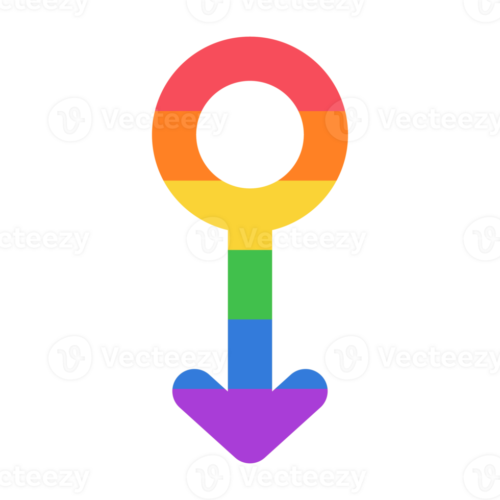 A rainbow colored arrow with a male symbol on it png