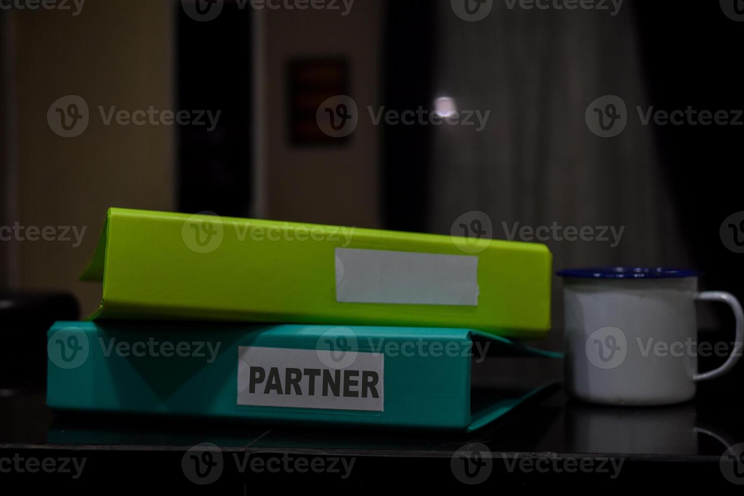 folders with the label partner, Business management concept photo