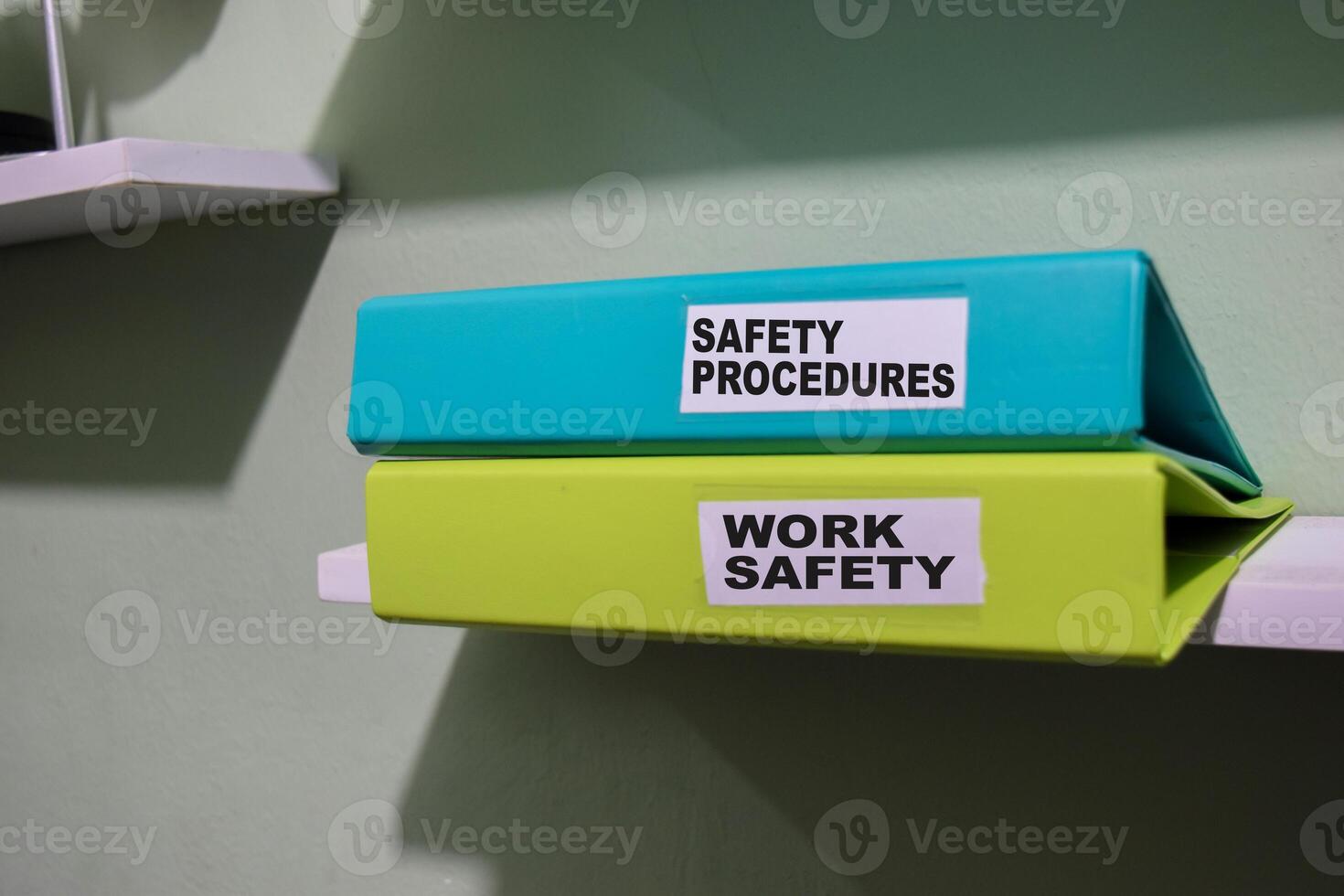 folders with the label safety procedures and work safety, Business management concept photo