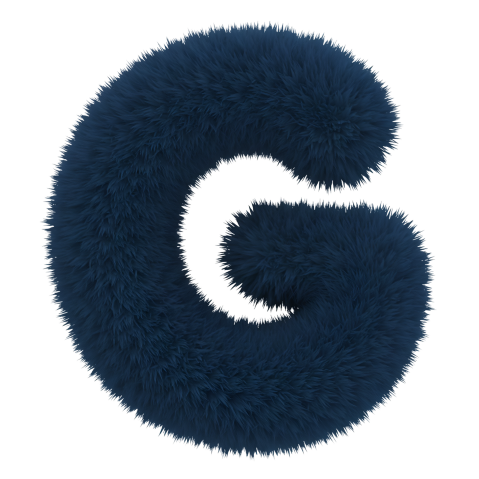 A fluffy letter g in a textured style against a plain backdrop with a smooth and soft appearance on transparent background png