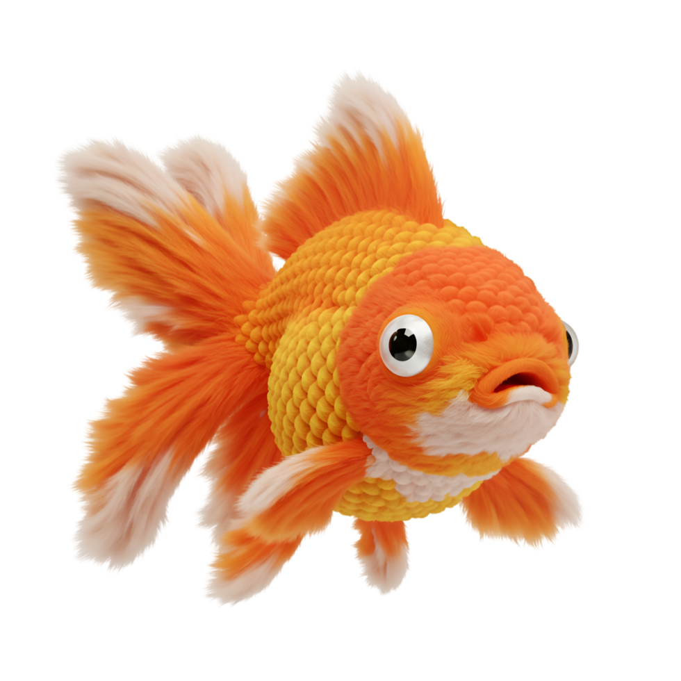 A captivating view of an orange and cream colored fish with fins and a tail on a transparent area on transparent background png