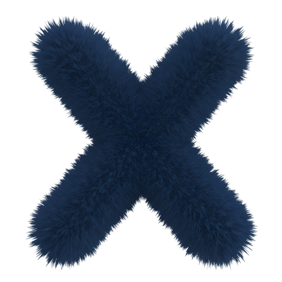 A fluffy blue x shape against a plain backdrop creating a simple yet visually striking composition on transparent background png