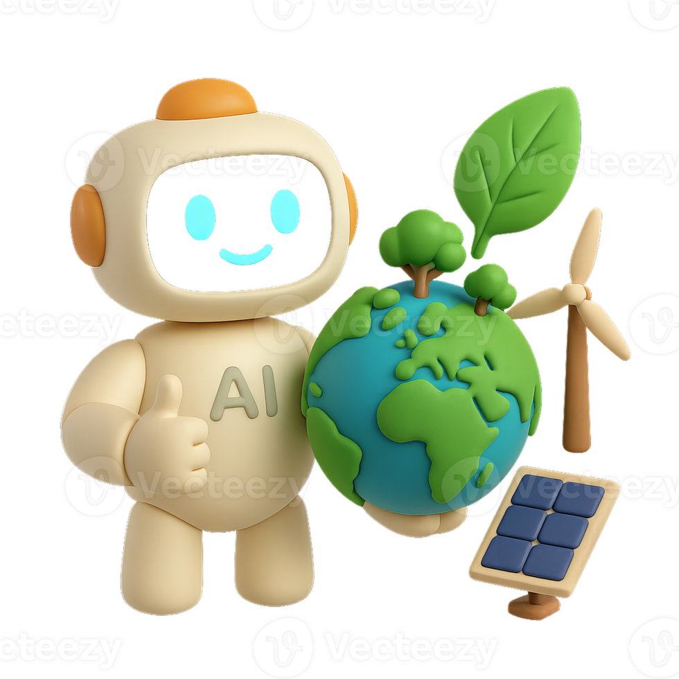 AI Character Embraces Nature with Environmental Elements png