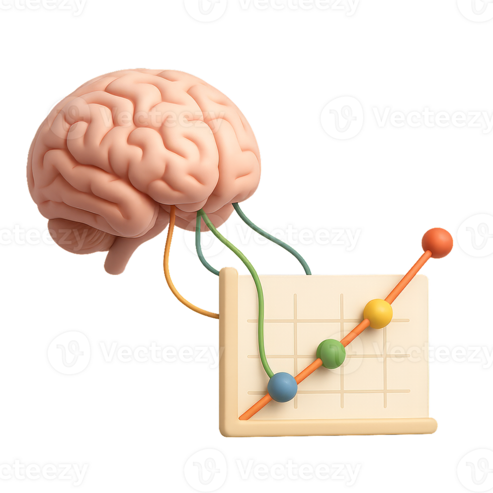 3d cérebro dados visualização com simples gráfico elementos png
