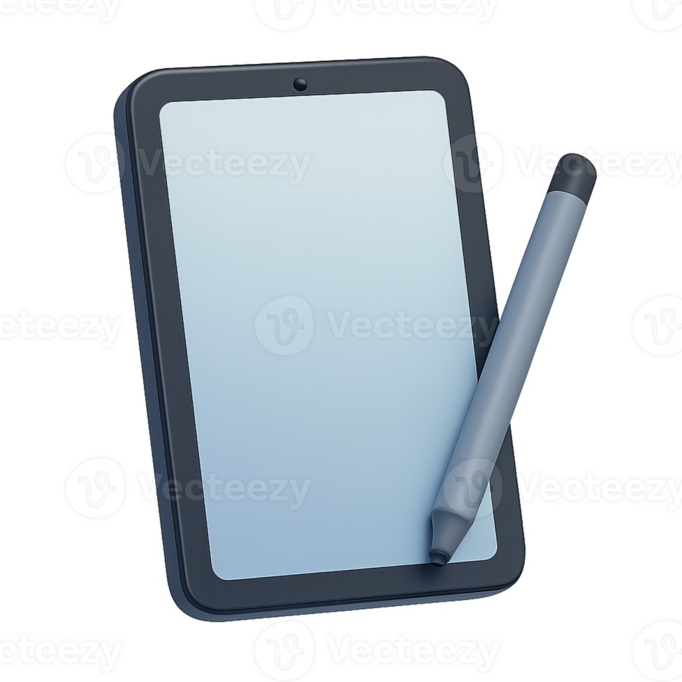 3D Digital Tablet Display with Stylus for Creative Composition png