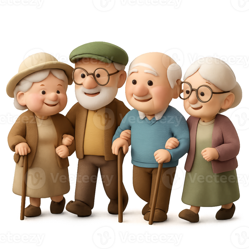 Joyful Elderly Friends Taking a Leisurely Stroll Together png