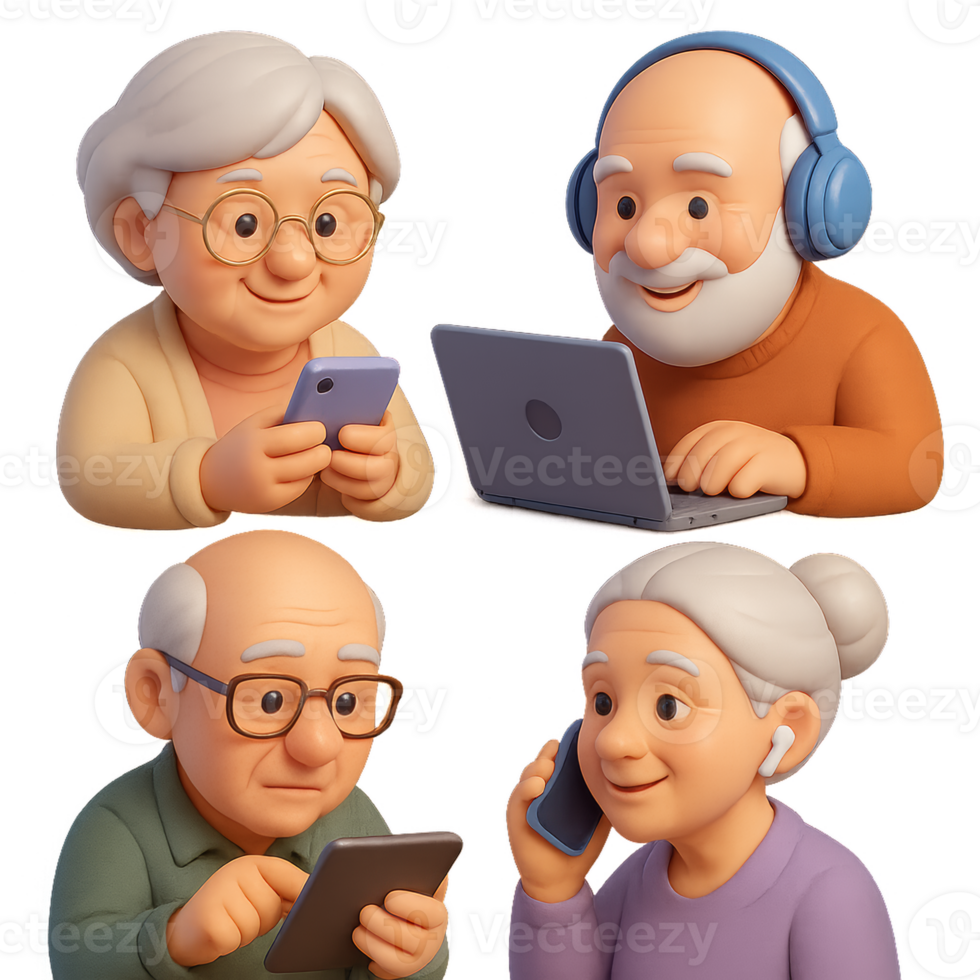 Elderly Embracing Technology Through Simple Digital Interactions png