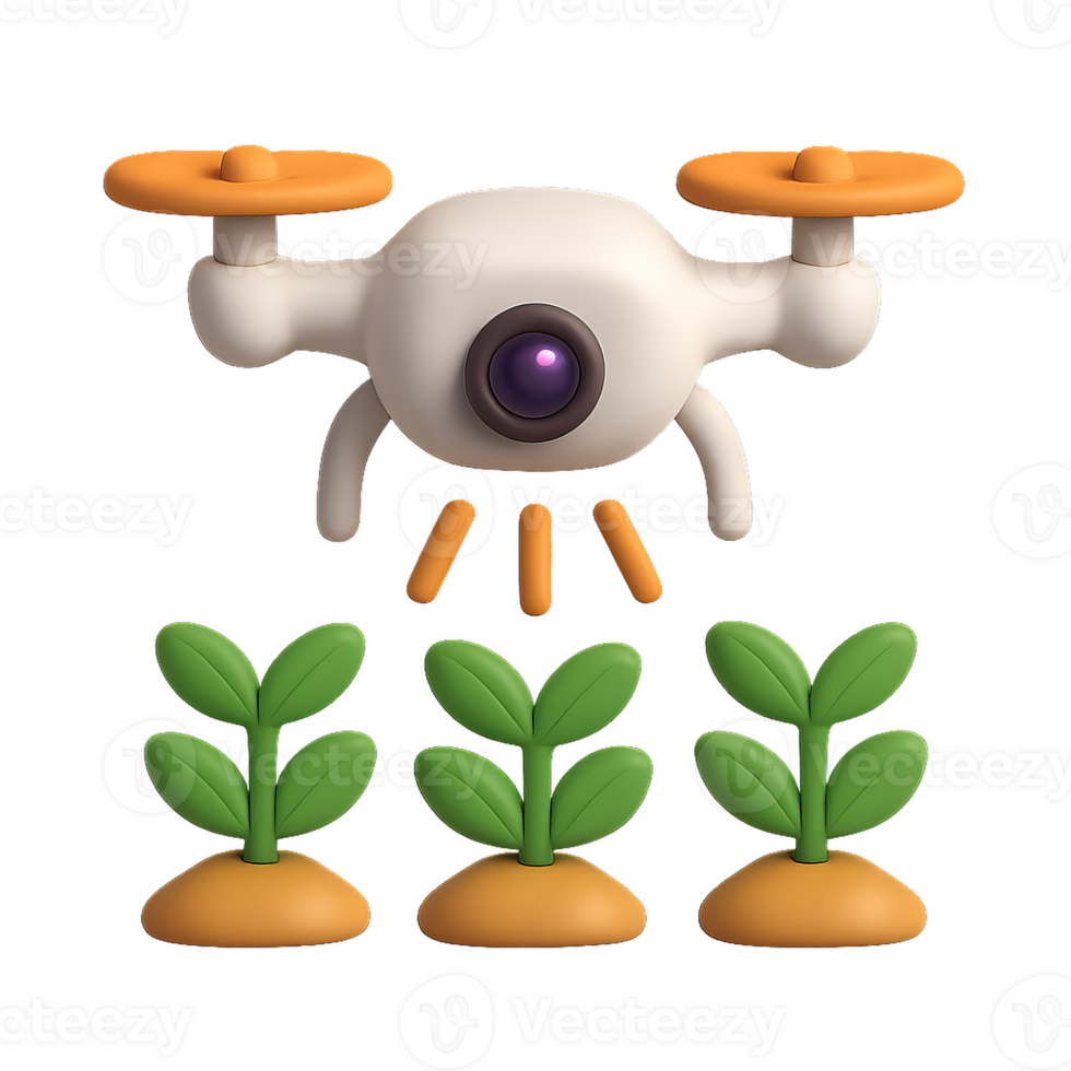 Drone Inspecting Crops in a Simple and Colorful Design Illustration png