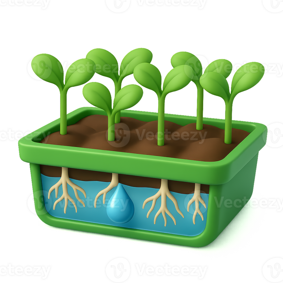 Simple Hydroponic Tray for Root Growth and Plant Development png