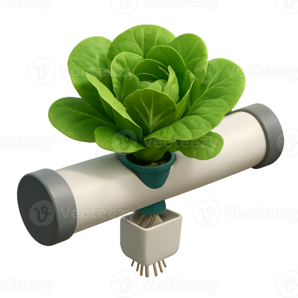 Simple Hydroponic Lettuce Display in Modern Growing System png