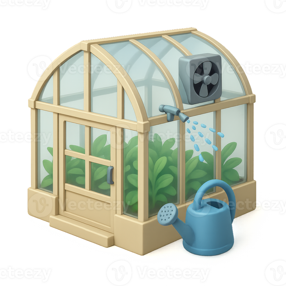 Simple 3D Greenhouse Model for Gardening and Plant Care Design png