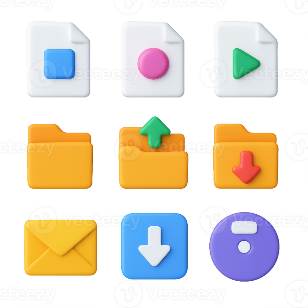 Colorful 3D Icons for Design Projects and User Interfaces png