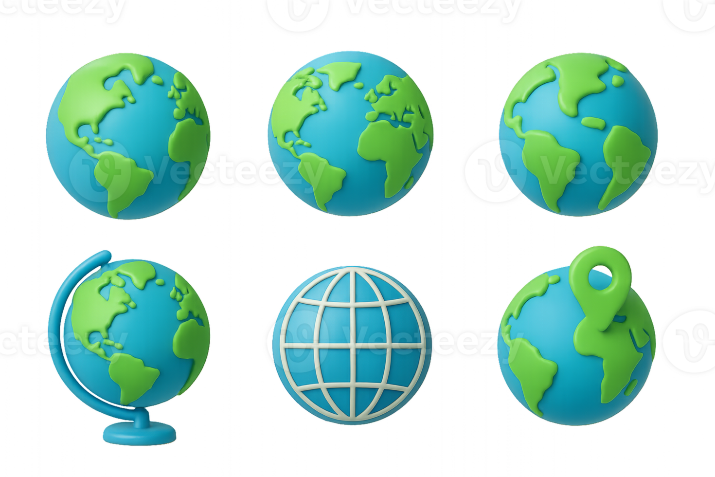 Colorful 3D World Map Icons for Digital and Graphic Design png