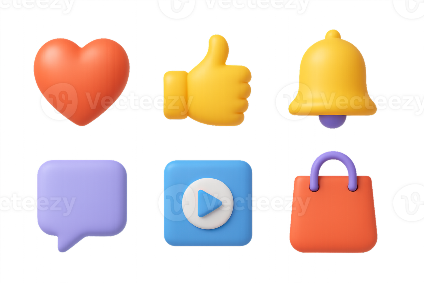 Colorful 3D Icons Set for Social Media and Communication Use png