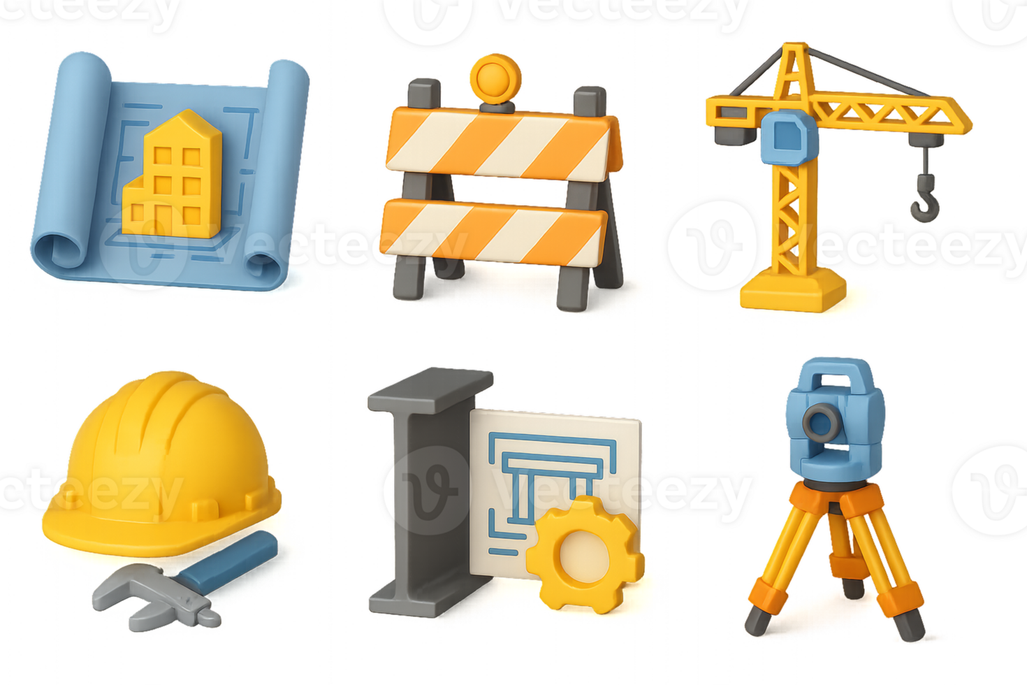 3D Civil Engineering Icons for Construction and Architecture Projects png