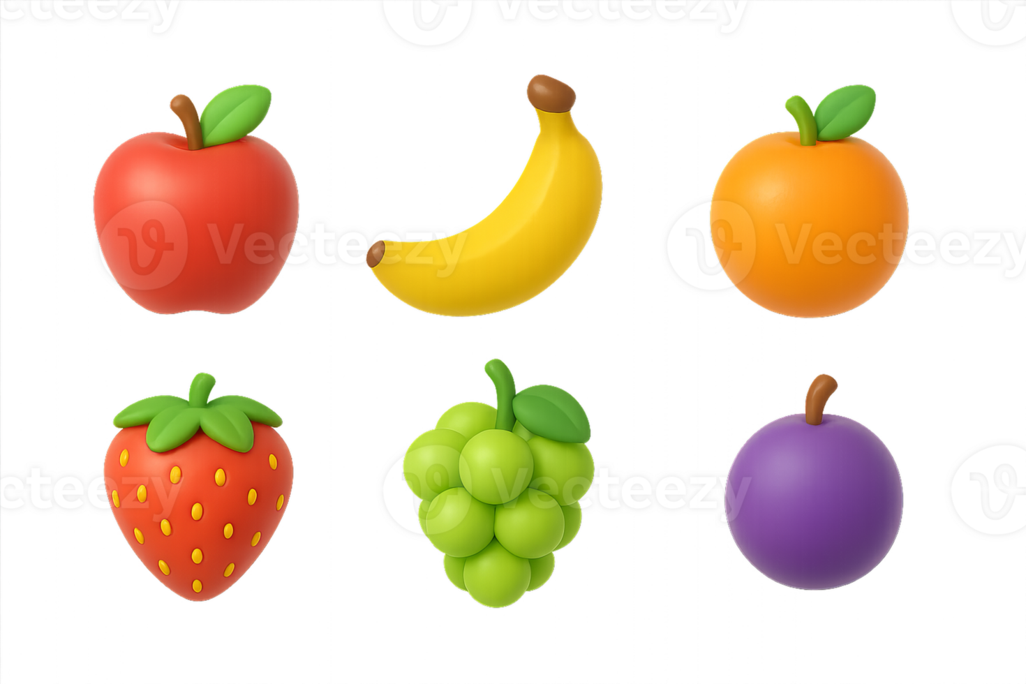 Colorful 3D Fruit Icons for Simple Design Projects and Artwork png